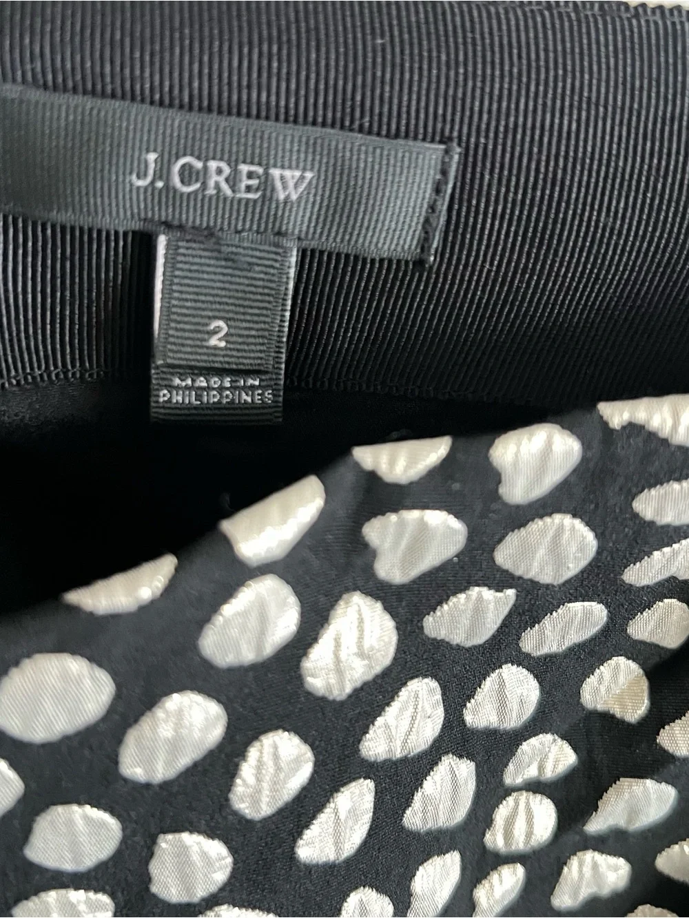 J.Crew Black Gold Jacquard Bow Mini Skirt Size 2 Metallic Holiday Party Chic